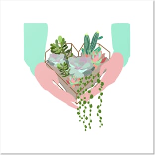 Succulents in heart shaped terrarium Posters and Art